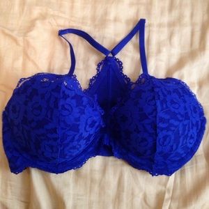 Blue floral pattern bra