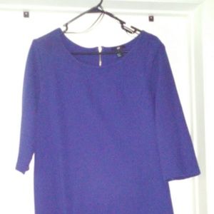 3/4 Sleeve Blue Cotton Dress