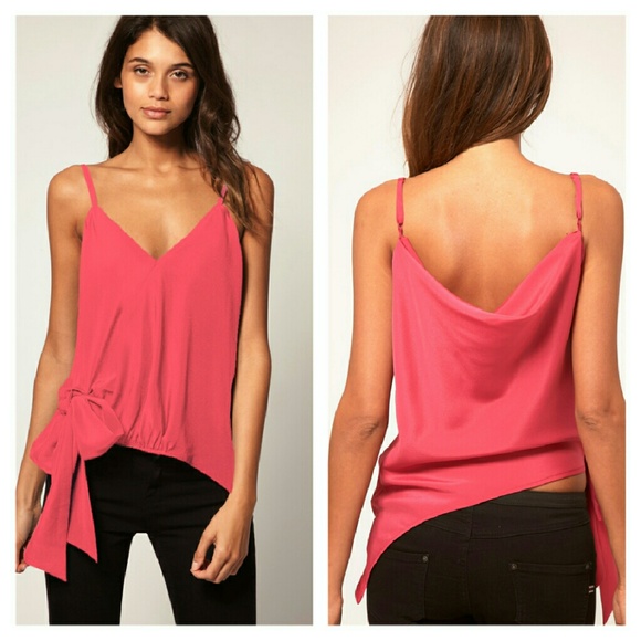 ASOS Tops - Asos Hot Pink Asymmetrical Cami with Tie