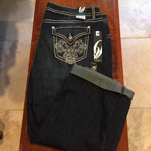 Dark denim capris