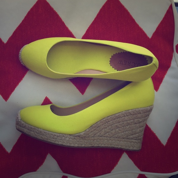 J. Crew Shoes - J.Crew Espadrille Wedges Neon Yellow