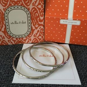 Stella & Dot Rhea Bangles white bronze