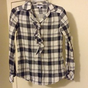Gap Blouse black and white ruffled front
