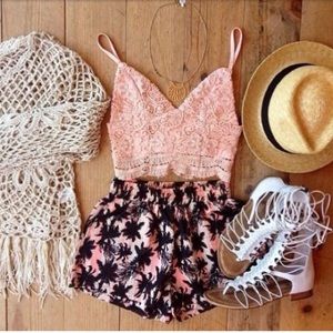 LF Pink Corset Lace Bralette Crop Top