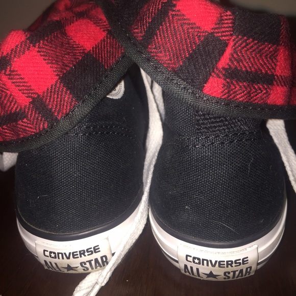 Hightop/ foldover black and plaid converse - Picture 4 of 4