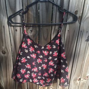 Black & red spaghetti strap crop top