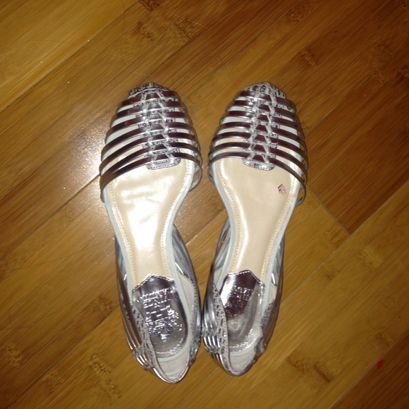 Caprio Metallic Leather Woven Flats