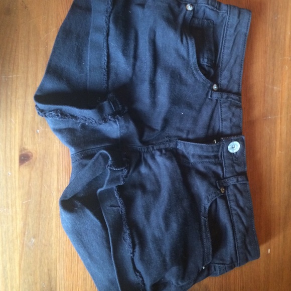 Black denim shorts