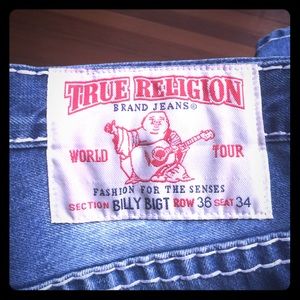 Mens True Religion Billy Big T jean w white stitch