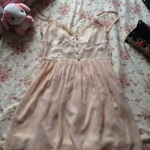 Adorable peach lace chiffon dress