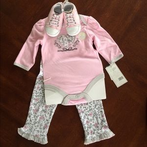 RESERVED Pink 3 Piece Baby Girl Outfit