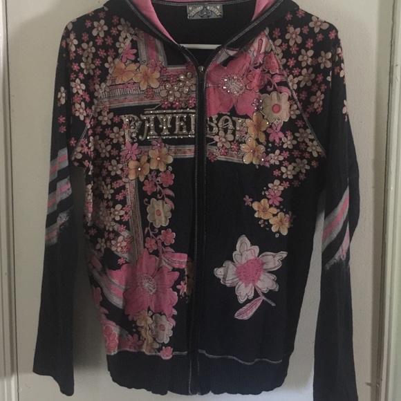 Zip up hoodie with flowers
