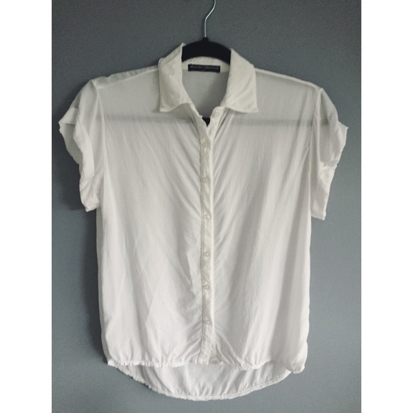 Brandy Melville White Button Up SS Top