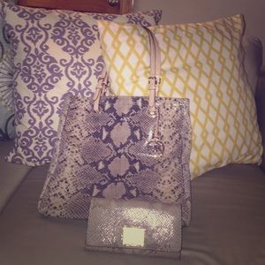 MK snakeskin Jetset tall bag and matching wallet