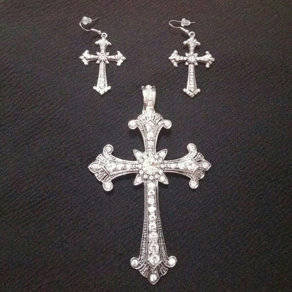 New Cross Pendant and Earrings