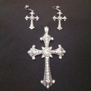 New Cross Pendant and Earrings