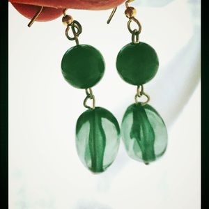 Bright green beaded ear rings