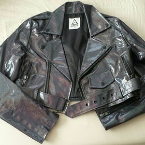 ‼️ UNIF ✨ Glitter Crop Moto Jacket