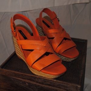 Orange wedge sandal