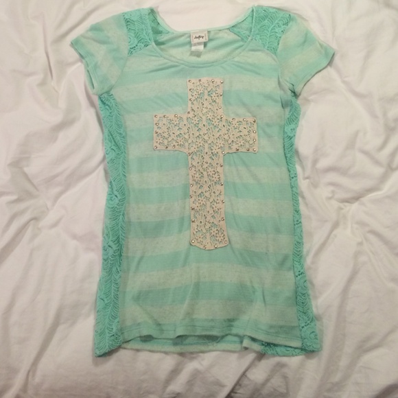 Striped, turquoise t shirt