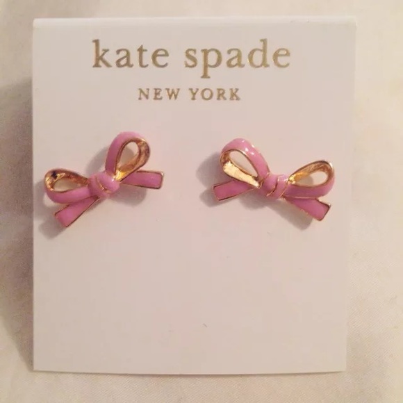 kate spade Jewelry - Kate Spade Bow Earrings, pink and gold