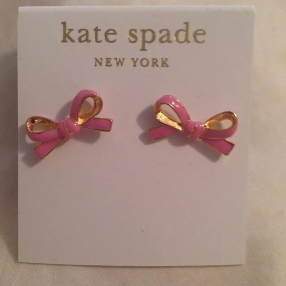 Kate Spade Bow Earrings, pink and gold - Picture 3 of 3