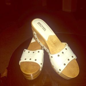 Michael Kors white clogs