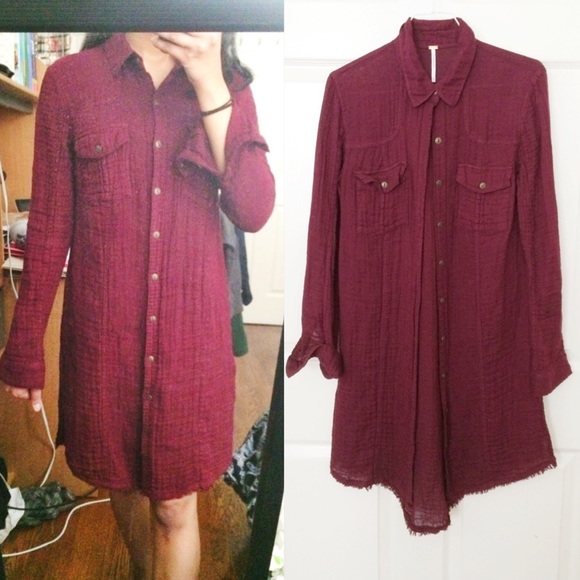 shirt dress maroon