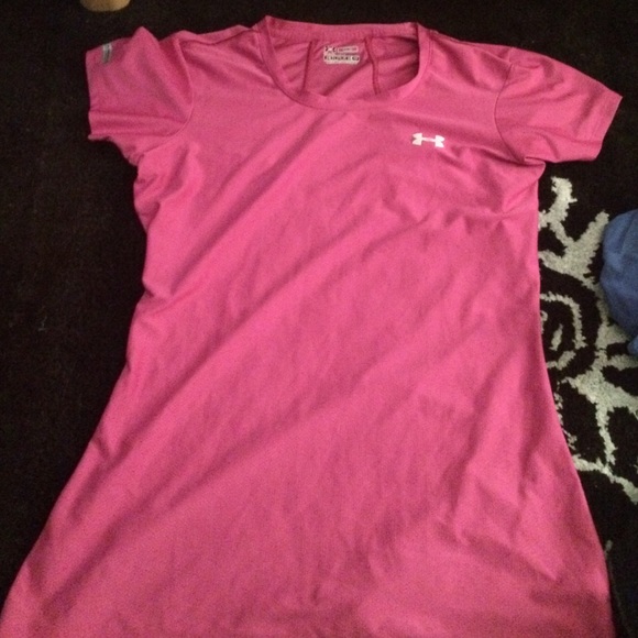 Pink short sleeve fitted athletic shirt
