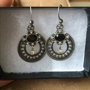 Lia Sophia Black and Cubic Zirconium Earrings