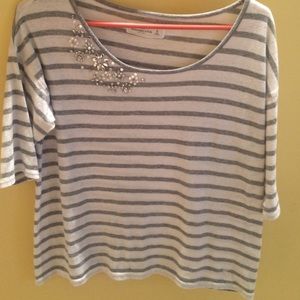 White and Gray Abercrombie Shirt/Sweater