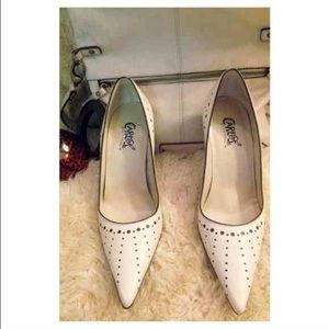 Chocolate and ivory Carlos pumps