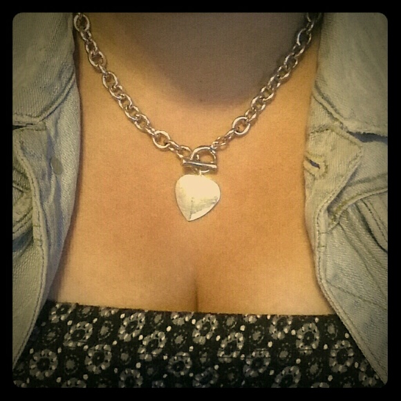 Silver heart chain necklace