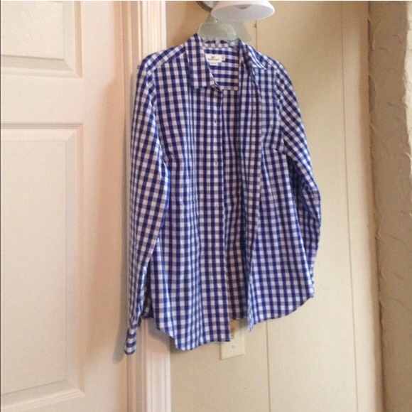 Blue and white checkered women's button up size 6