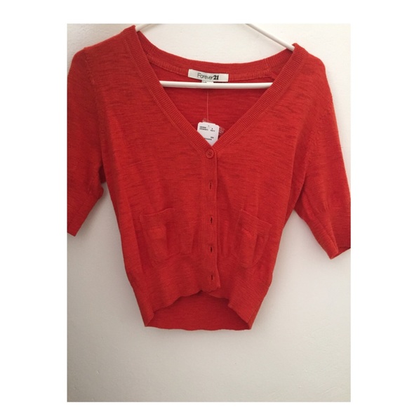 FOREVER 21 ORANGE SWEATER CARDIGAN - Picture 1 of 1