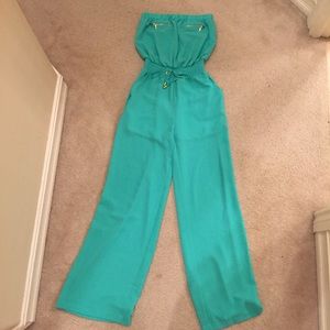 Turquoise pants romper