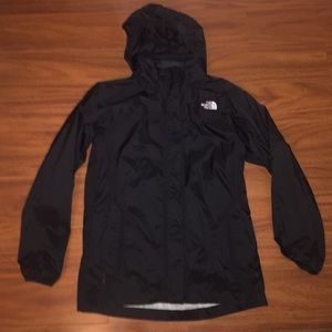 Black lined The North Face rain jacket