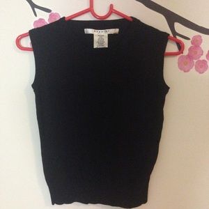 Petite Black Knit Vest