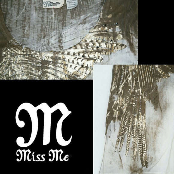 SOLD  - Gold Miss Me Rhinestone Tee - Picture 2 of 2