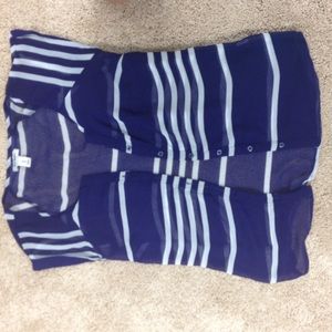 Striped blue sheer shirt