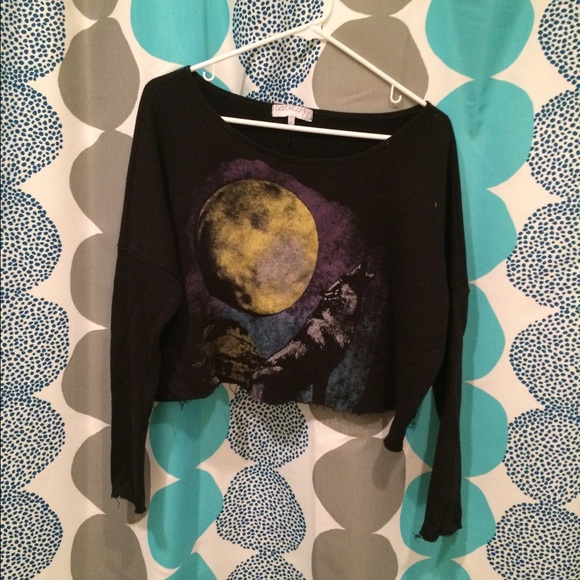 Urban Outfitters Sweaters - Howling wolf and yellow moon crop sweatshirt