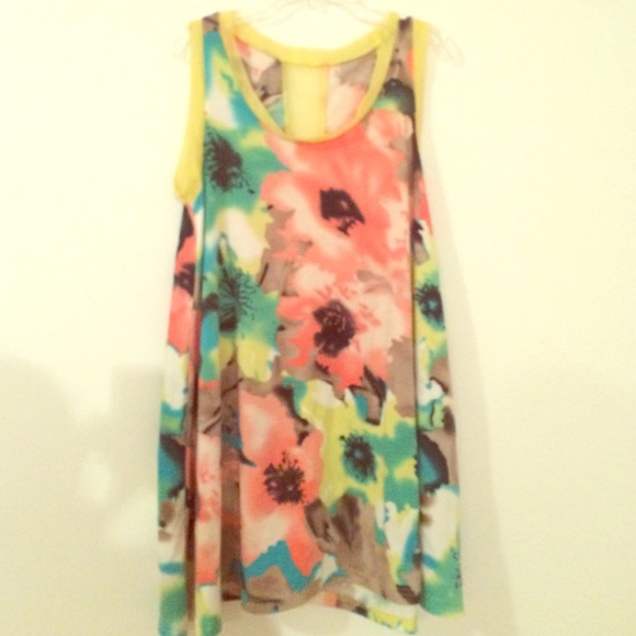 Floral Print Dress with Sheer Line Down Back