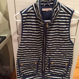 Navy and white striped vest
