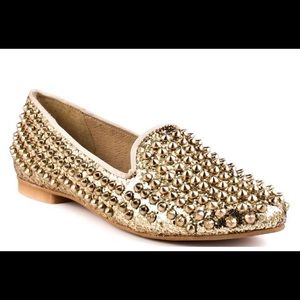 Gold studded loafer