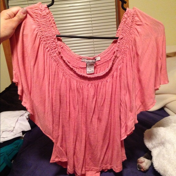 Coral off the shoulder shirt