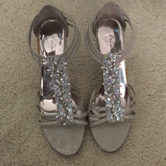 Nude Beaded Metaphor Heels
