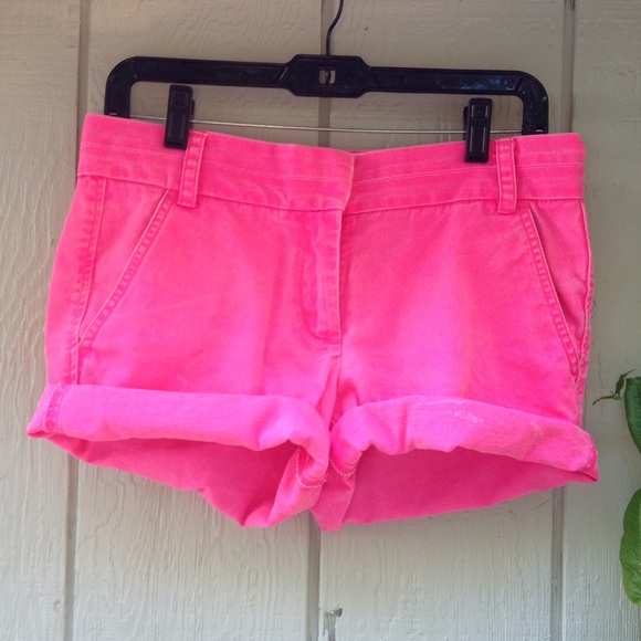 Hot Pink J Crew Chino rolled up Shorts