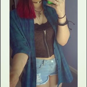 Crop Top & Oversized Flannel