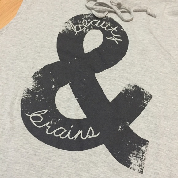 ❌Bundled❌Beauty & Brains Gray Sleeveless Hooded T - Picture 2 of 4