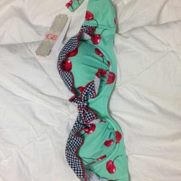 Mint Cherry Strapless Swim top - Picture 1 of 1